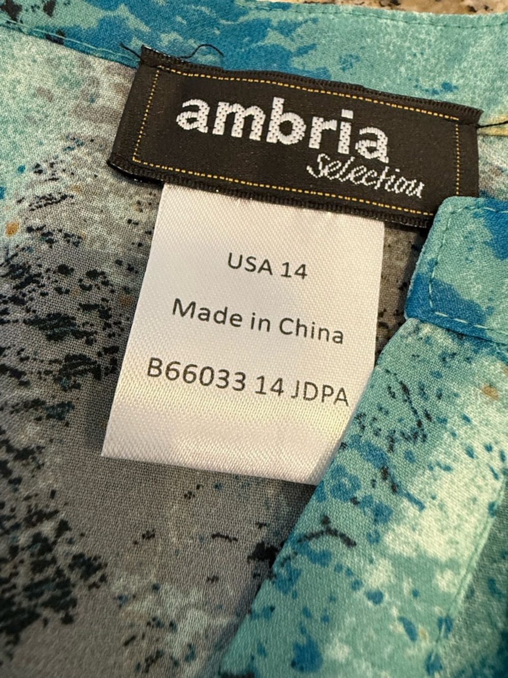 Ambrosia semi sheer long sleeves top artsy peacock colors SZ 14 - Picture 7 of 14
